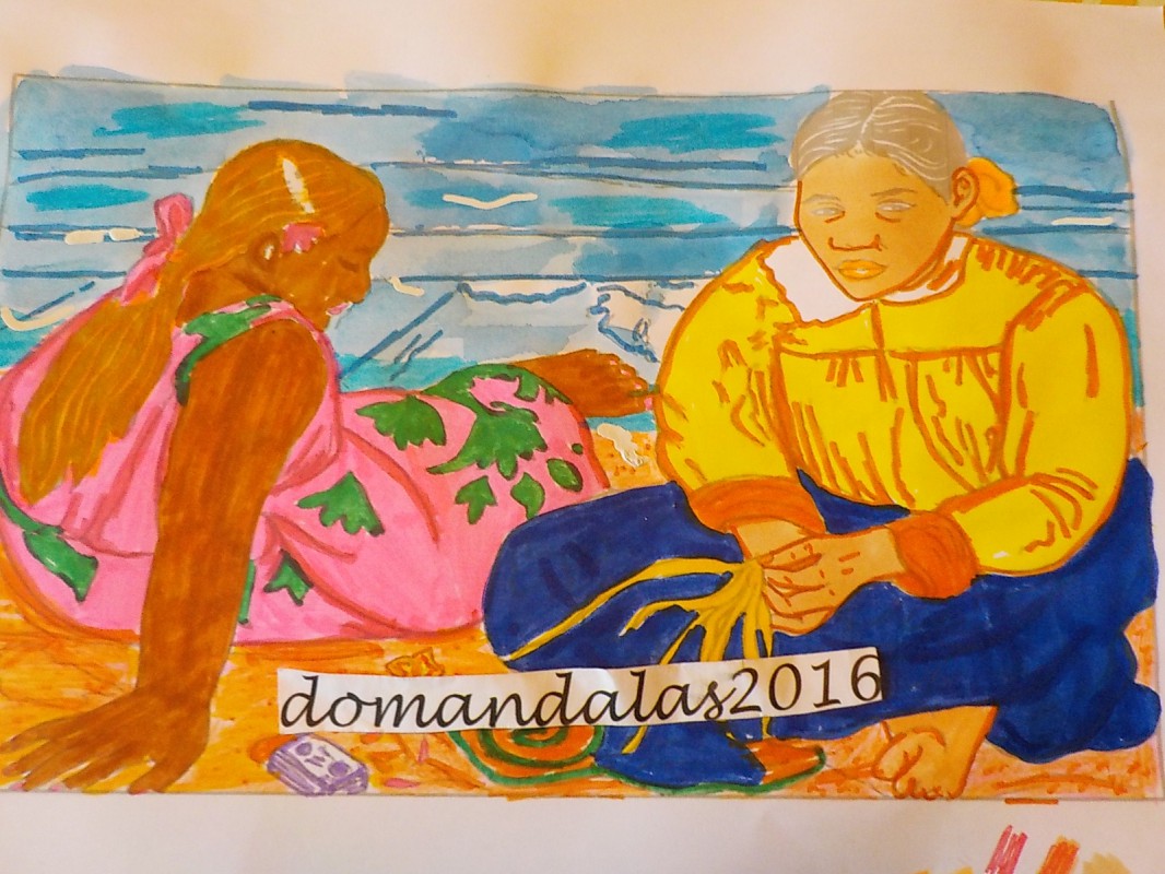 Gauguin femme tahitienne - Masterpieces Adult Coloring Pages - Page 4