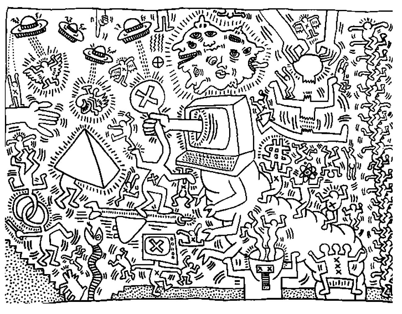keith haring 5  masterpieces  coloring pages for adults
