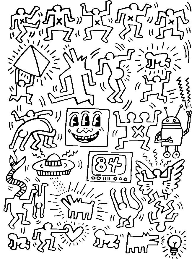 Keith haring 7 | Masterpieces - Coloring pages for adults | JustColor