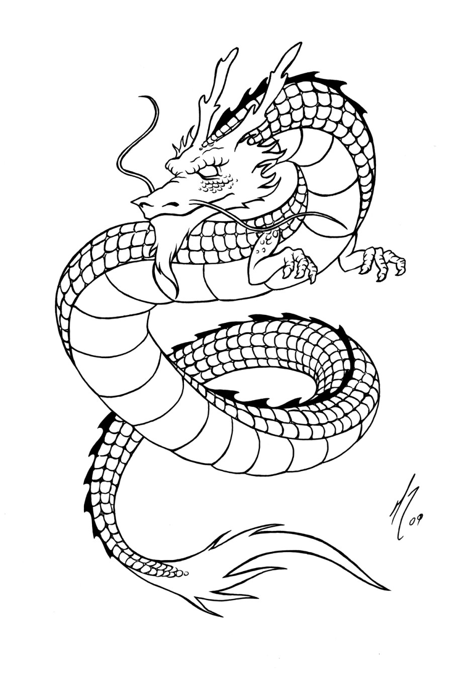 Simple chinese dragon - China Adult Coloring Pages