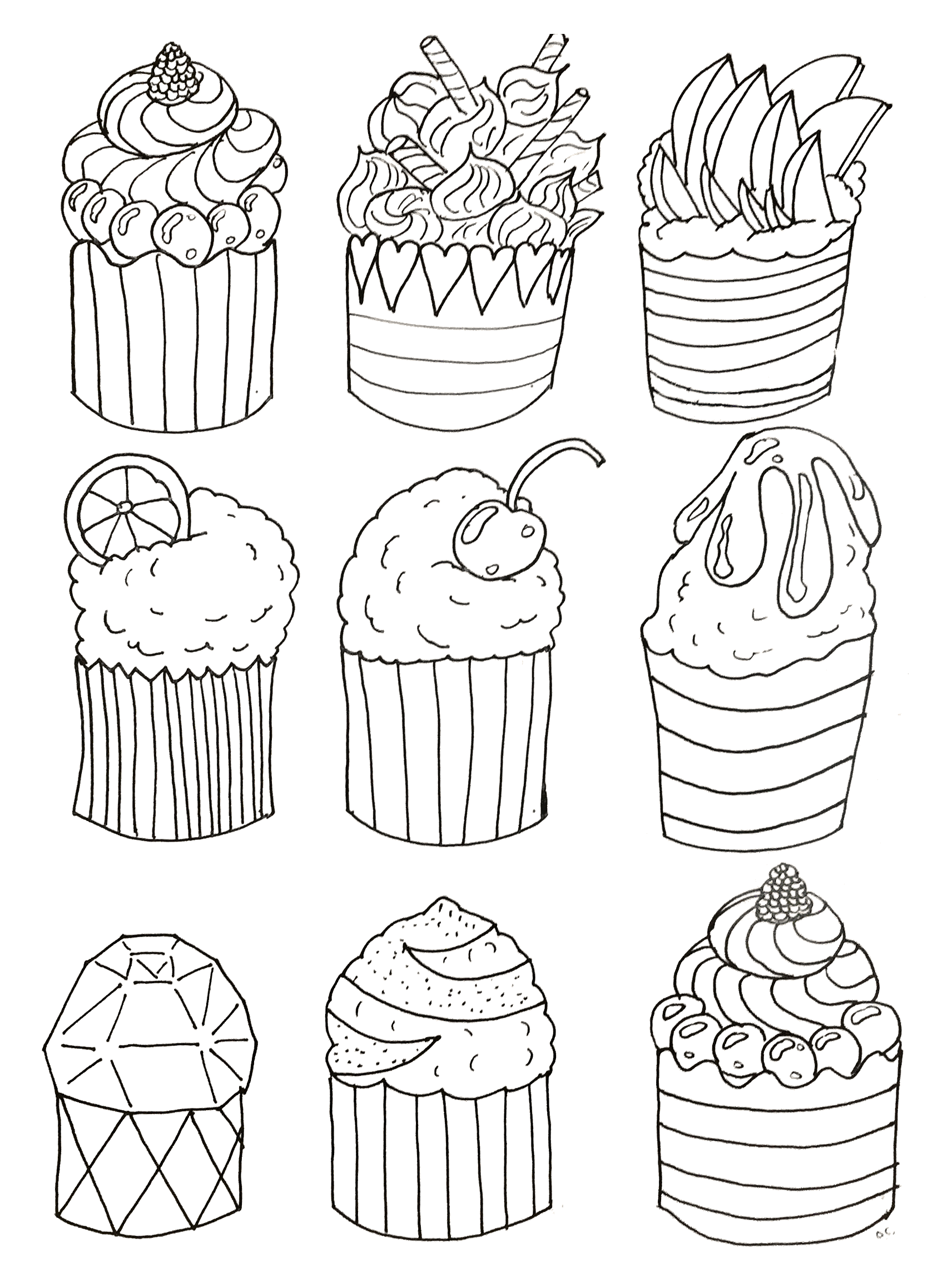 simple-cupcakes-cupcakes-adult-coloring-pages