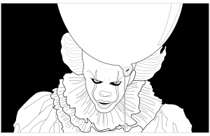 coloring-ca-clown-pennywise-black-background
