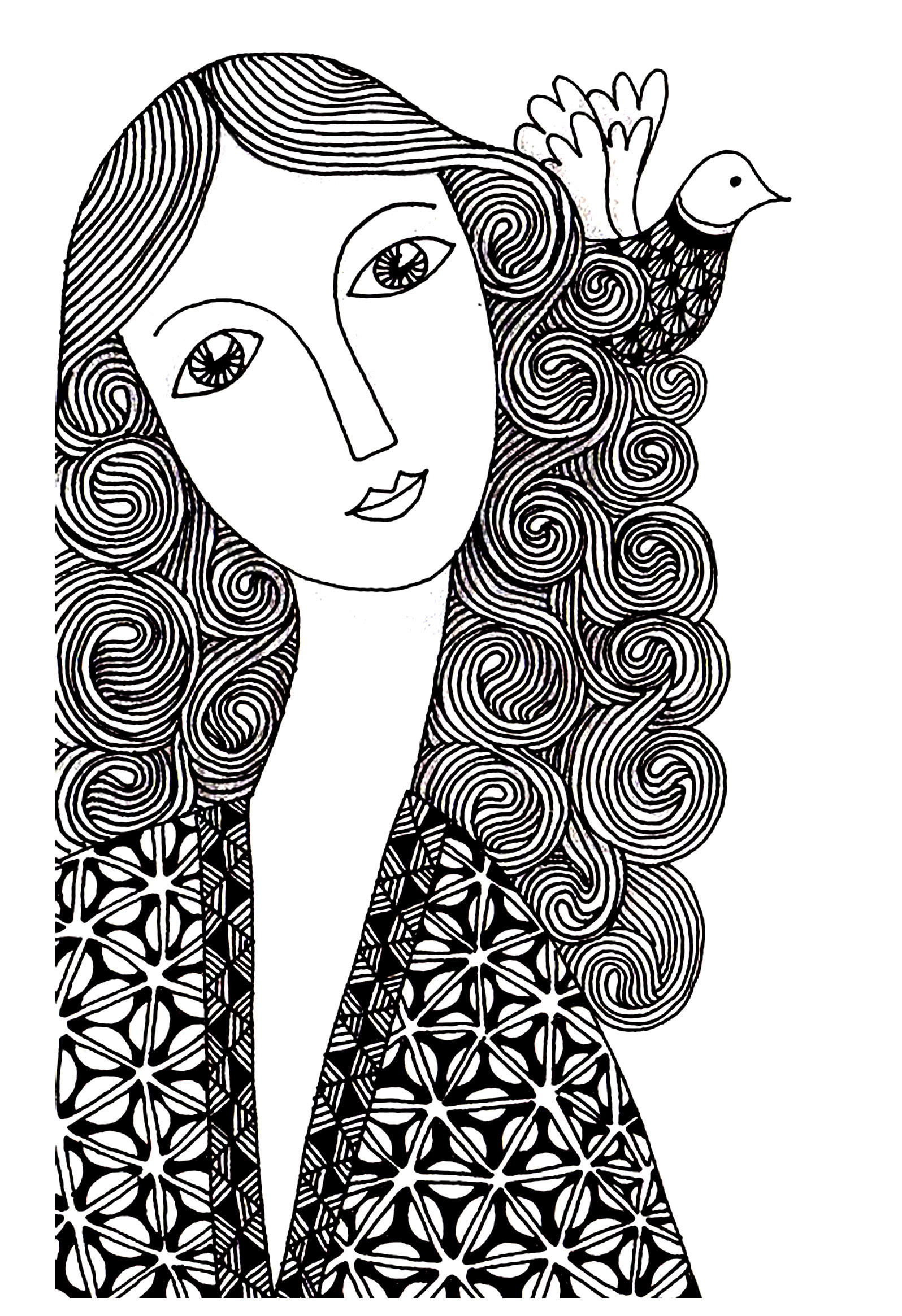 Woman simple - Unclassifiable Adult Coloring Pages