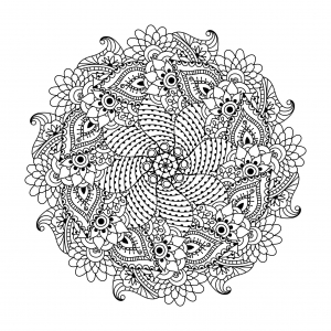 coloring-page-mandala-with-flowers-and-leaves-by-Ceramaama