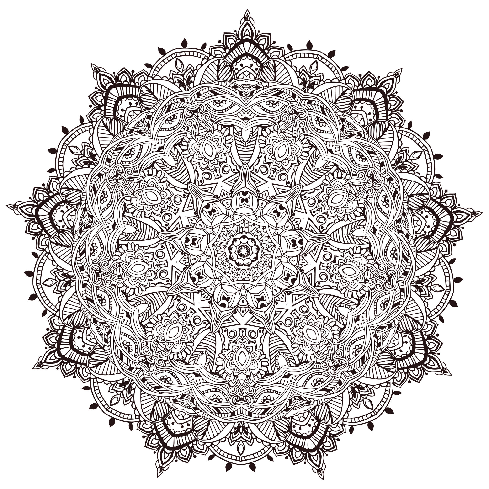 Very detailled mandala - M&alas Adult Coloring Pages