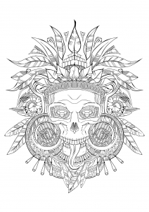 coloring-aztec-skull-black-white
