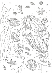 coloring-adult-mermaid-and-fishes-by-olivier