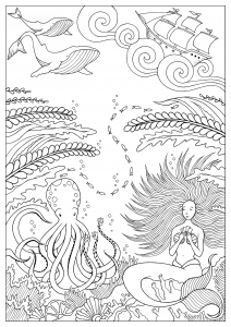 coloring-mermaid-and-octopus-konstantinos-liaramantzas
