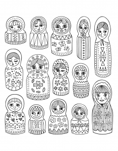 coloring-adult-cute-russian-dolls