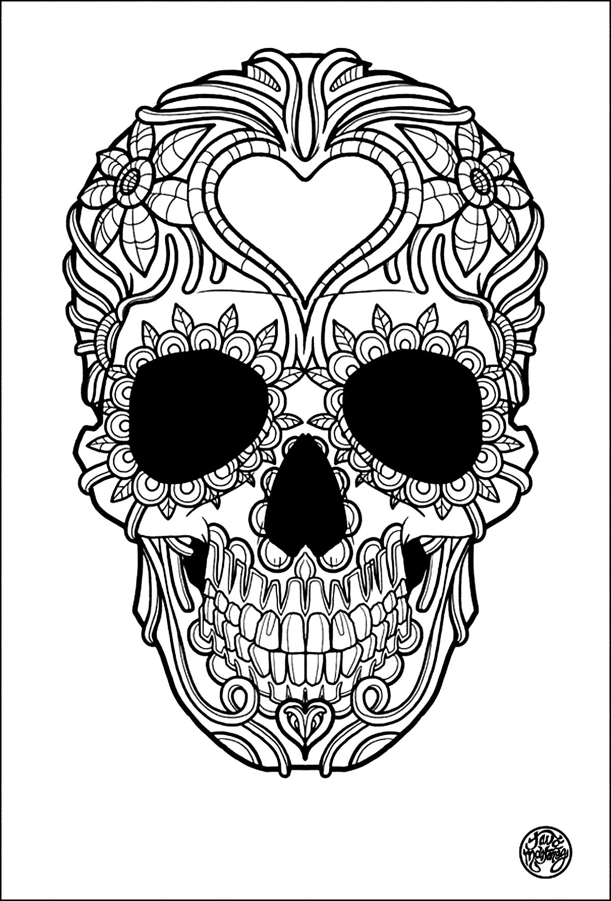 Tattoo simple skull tattoo - Tattoos Adult Coloring Pages - Page 2/