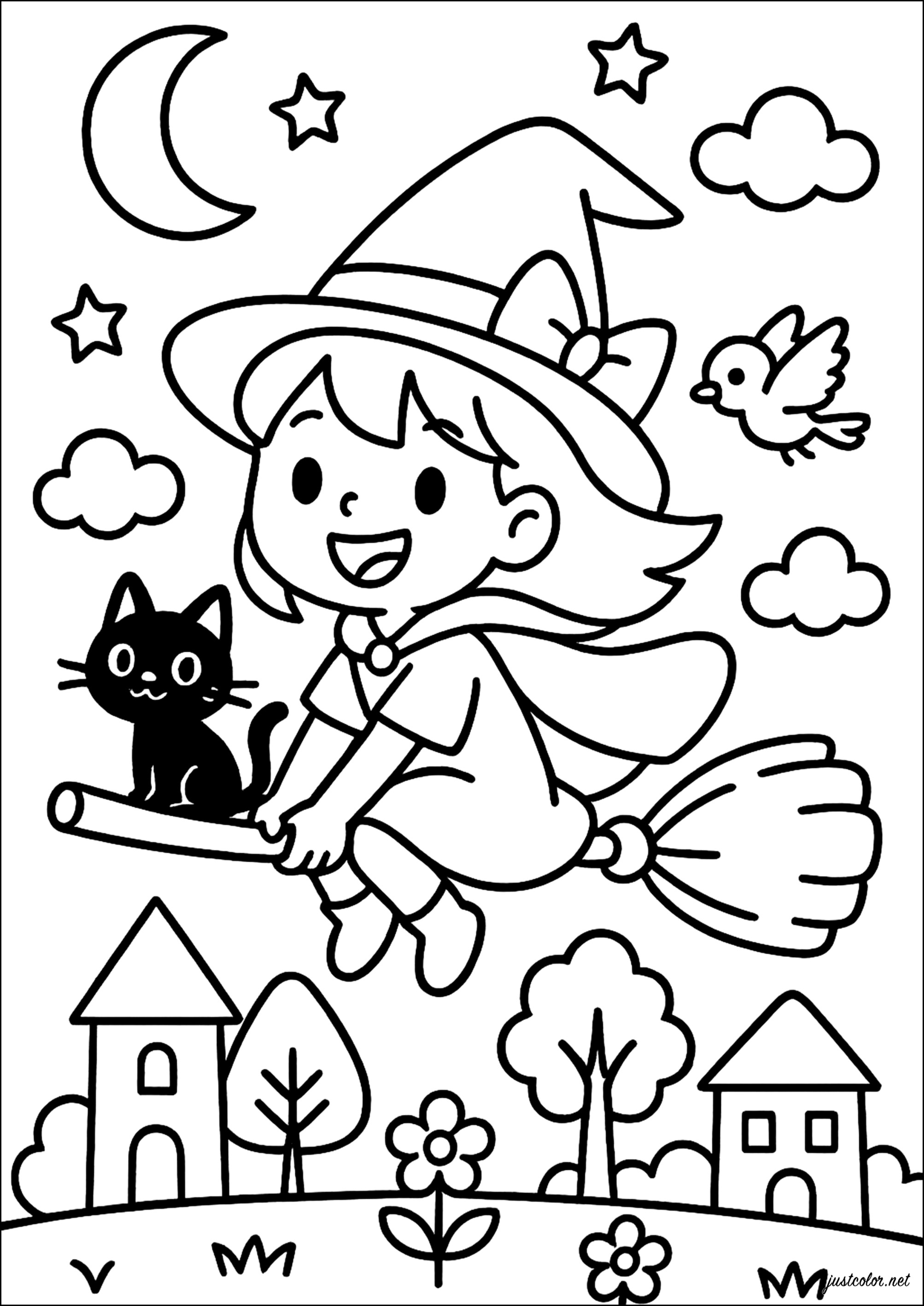 Disegno da colorare Just Color di creature di Halloween