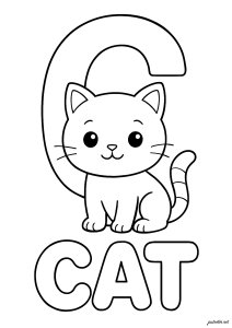 C come Gatto (Pagina Alfabeto da Colorare)