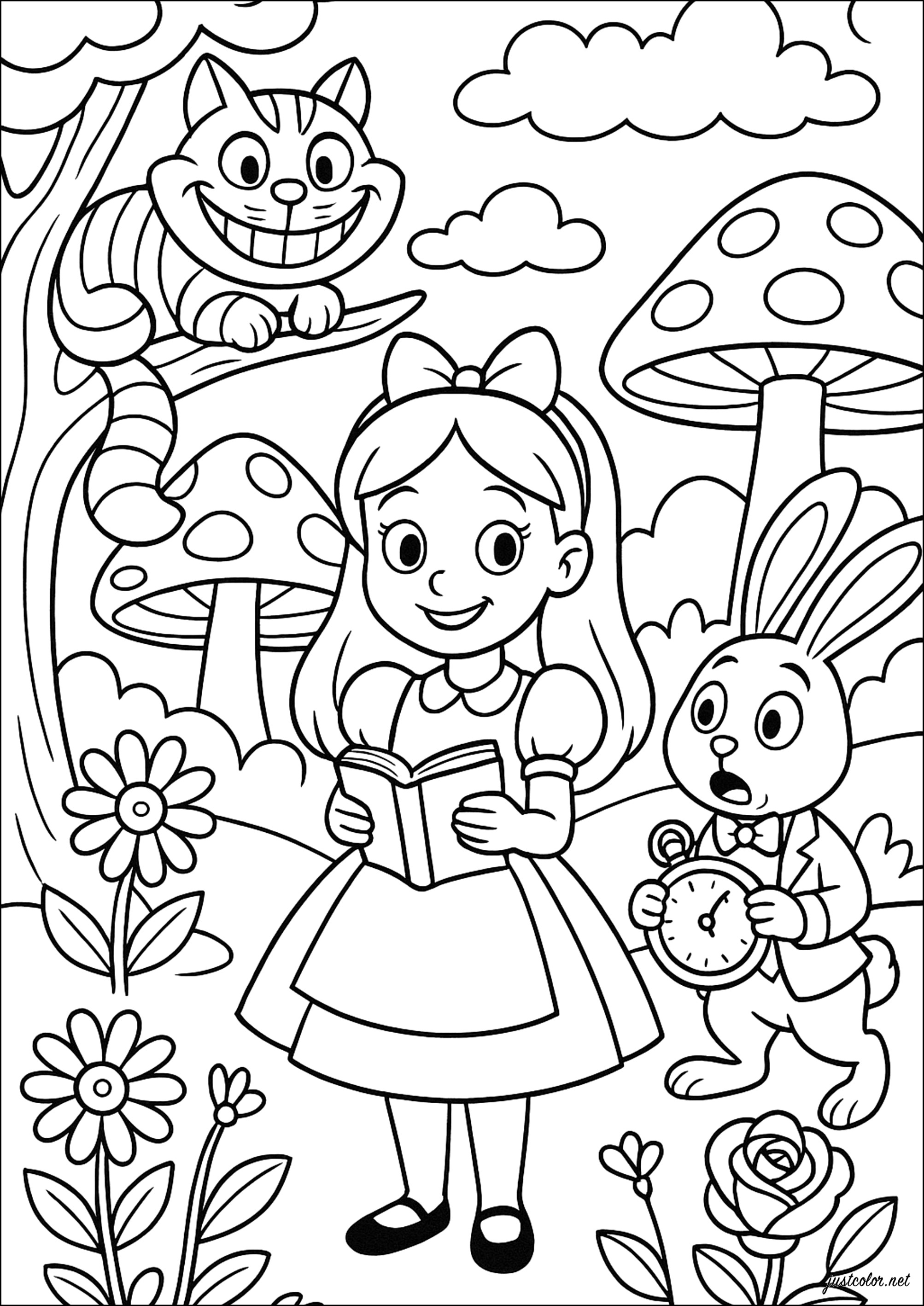 Avventura Magica nel Paese delle Meraviglie - Pagine Alice nel Paese delle  Meraviglie da Colorare, image size:2006x2834