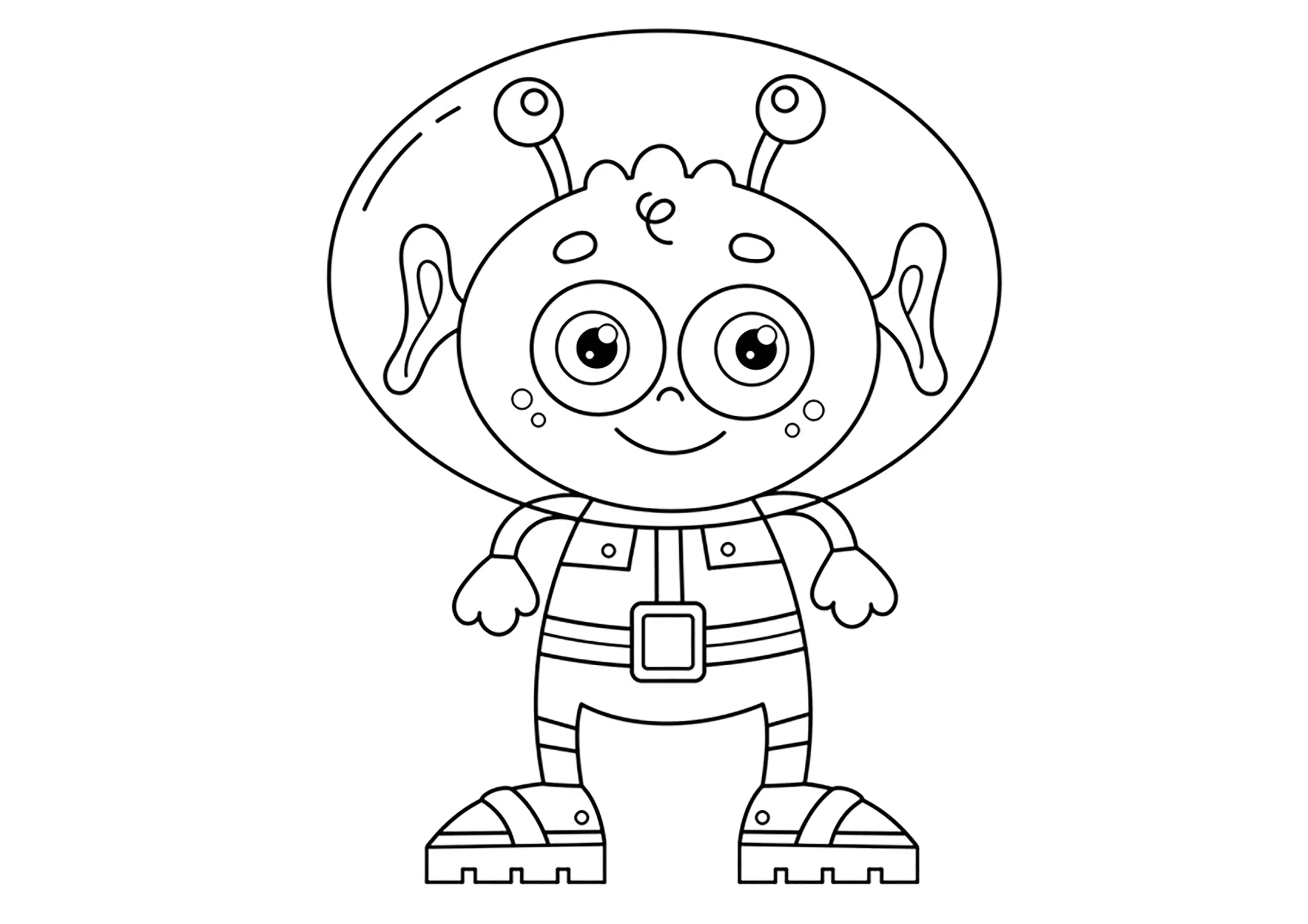 Alieno in tenuta da astraunote (Pagina da Colorare per bambini)