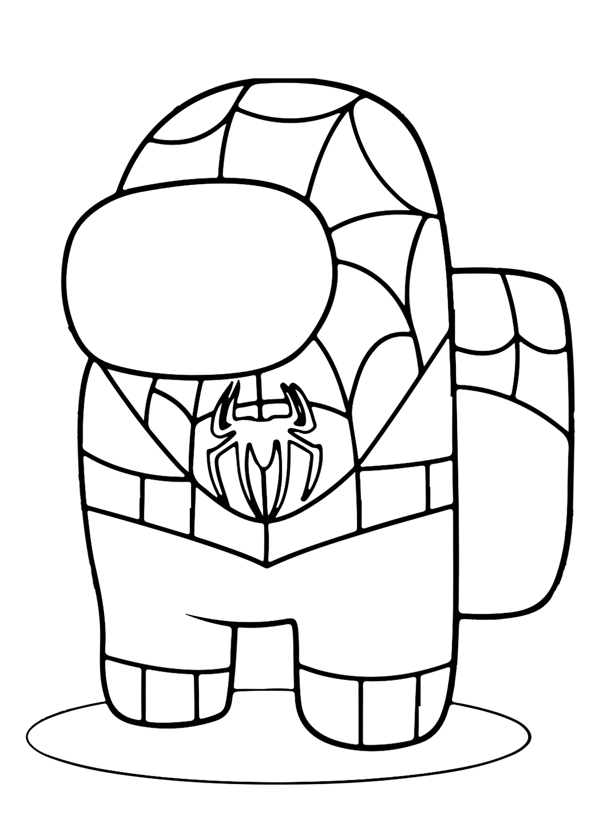 Personaggio vestito da Uomo Ragno (Pagina Among Us da Colorare per bambini)