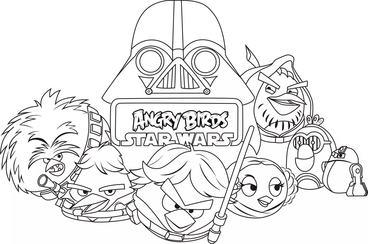 Scarica il disegno da colorare di Angry Birds Star Wars.