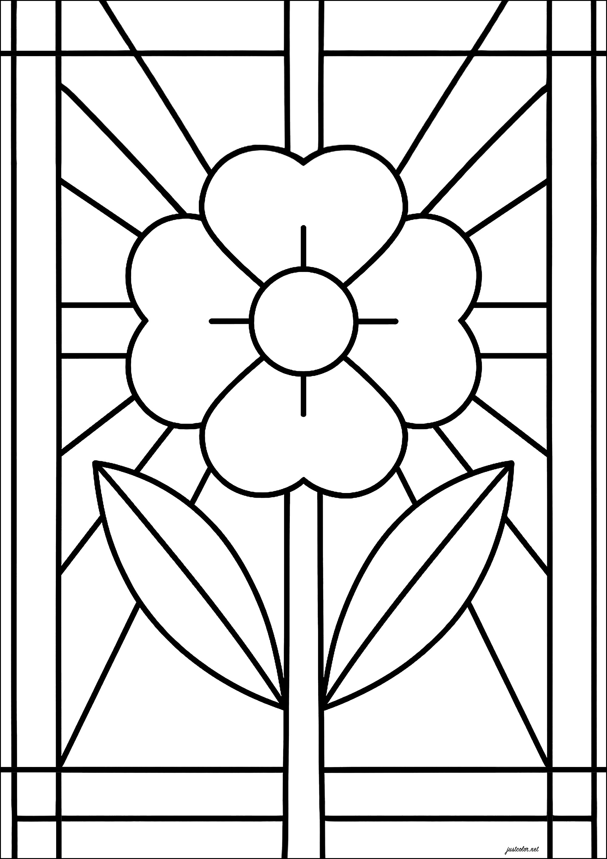 Fiori con motivi geometrici (Pagina Art Déco da Colorare per bambini)