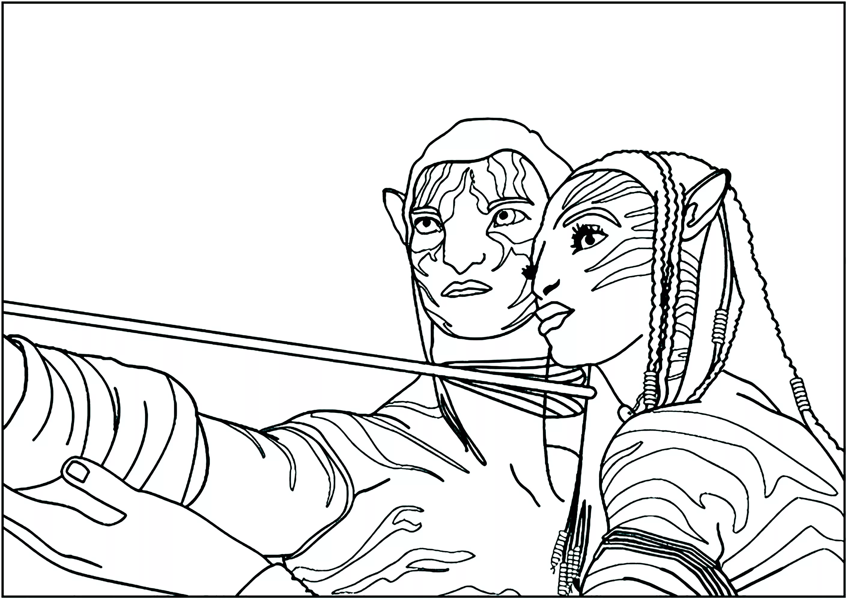 Avatar: Jake Sully e Neytiri (Pagina da Colorare per bambini)
