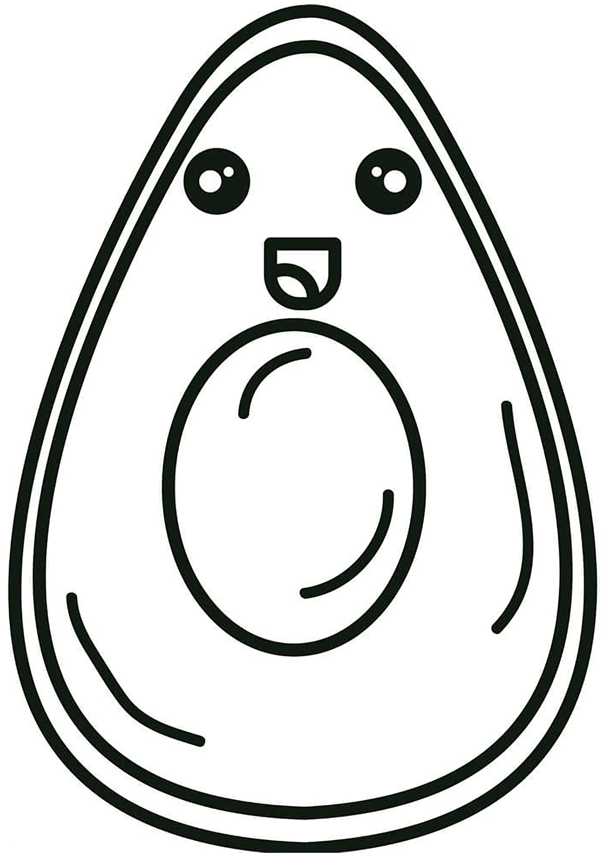 Avocado semplice e sorridente (Pagina da Colorare per bambini)