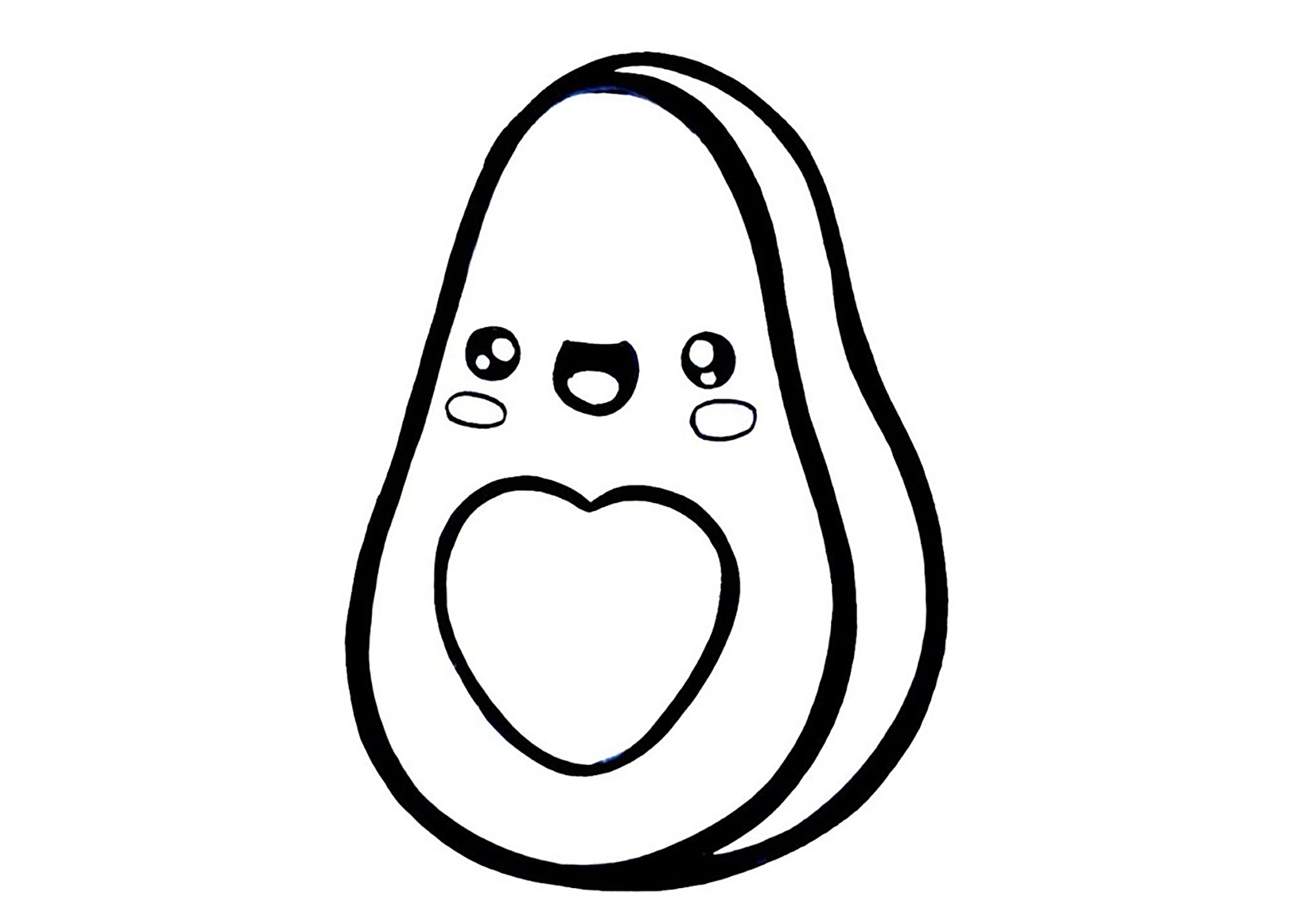 Pagina da Colorare : Colorazione Avocado molto semplice Pagina da Colorare per bambini : Colorazione Avocado molto semplice
