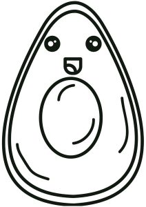 Pagina da Colorare per bambini : Avocado semplice e sorridente