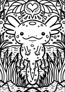 Axoloti disegnati con linee spesse (Pagina Axolotl da Colorare)
