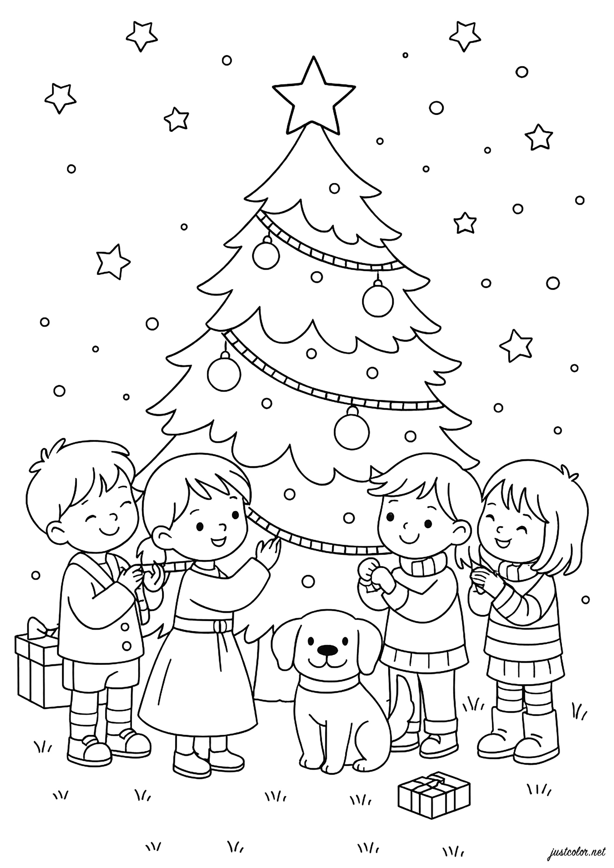 Buon Natale tra amici (Pagina Babbo Natale da Colorare per bambini)