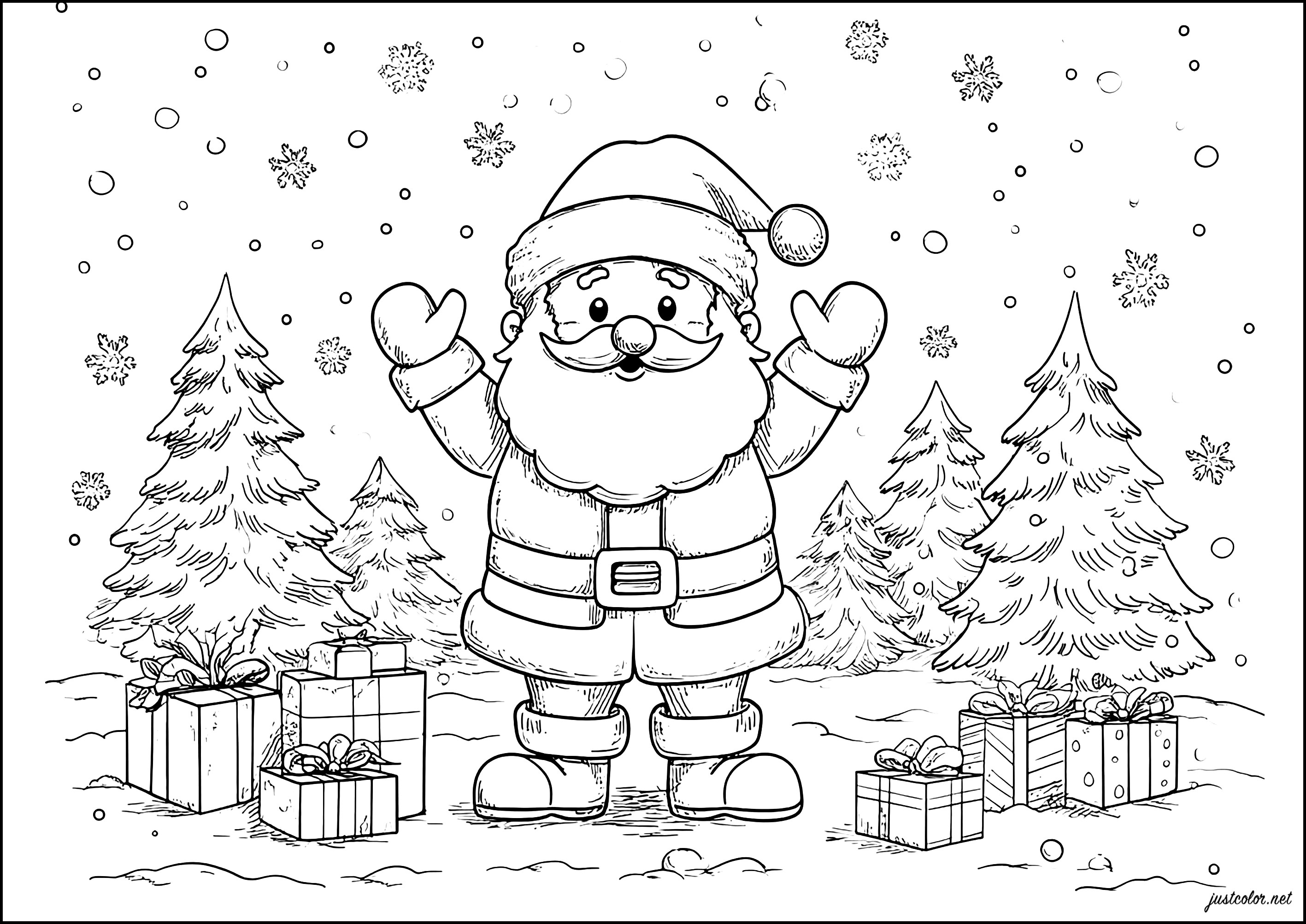 Il gioioso Natale (Pagina Babbo Natale da Colorare per bambini)