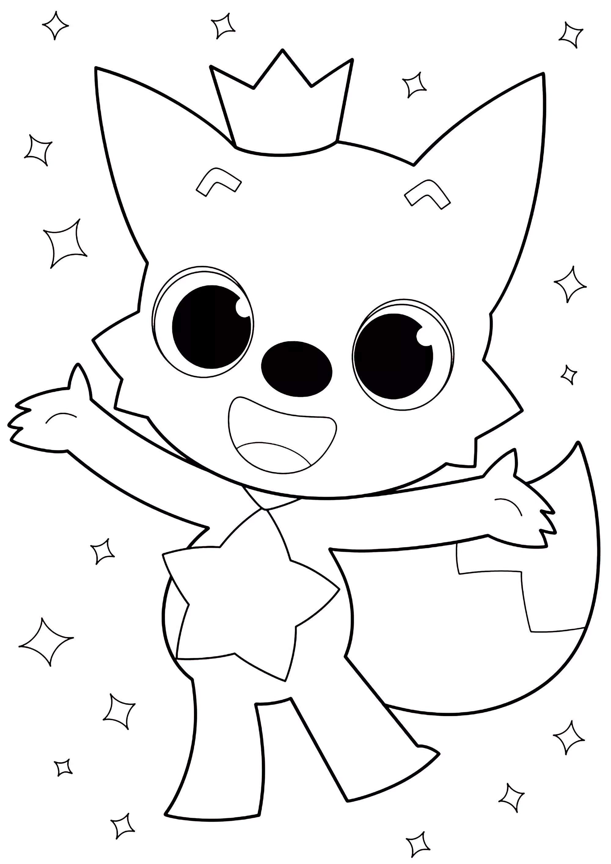 Pinkfong, l'amico volpe di Baby Shark (Pagina da Colorare per bambini)