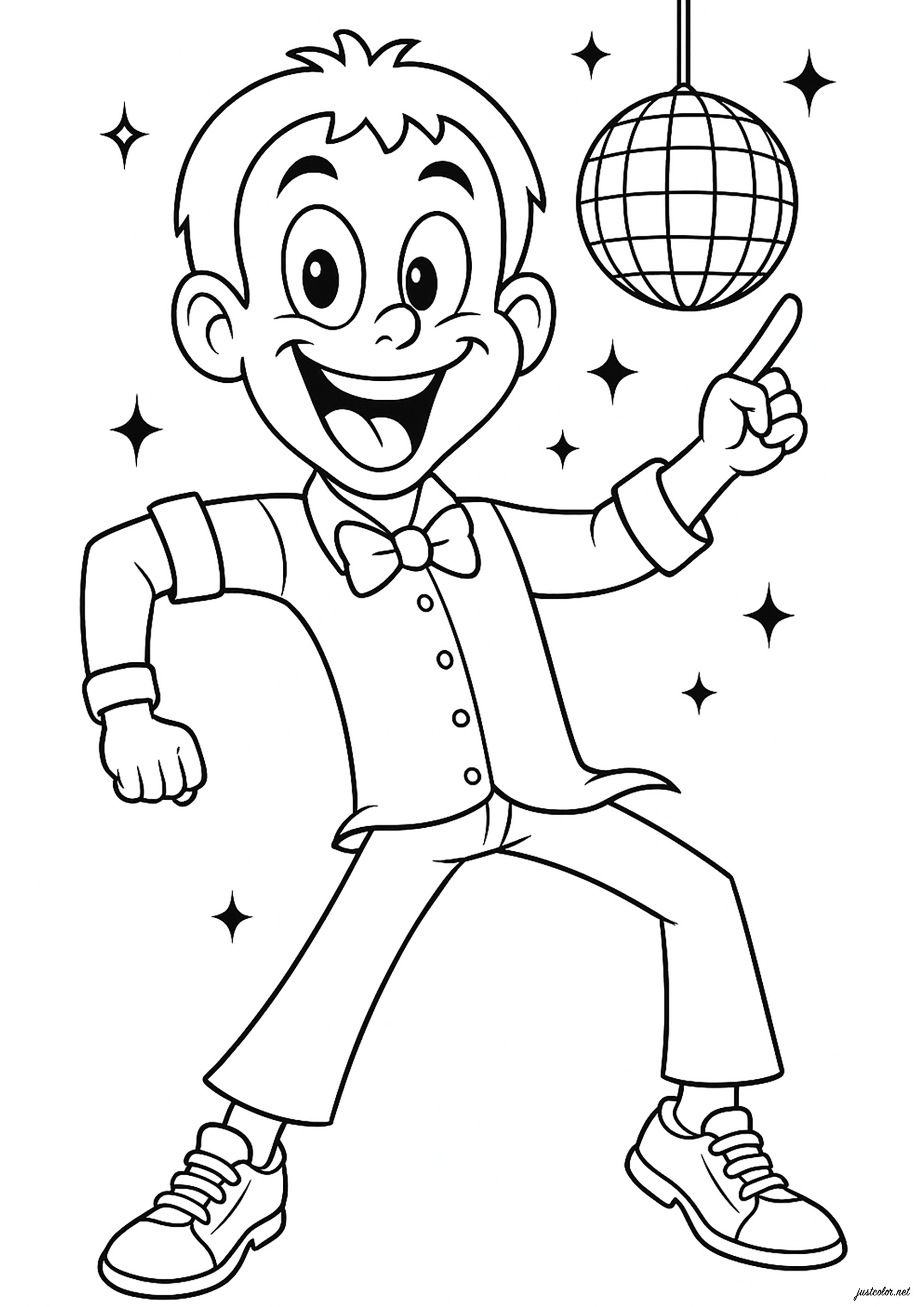 Il re della discoteca - Pagine Ballare da Colorare, image size:2000x2828