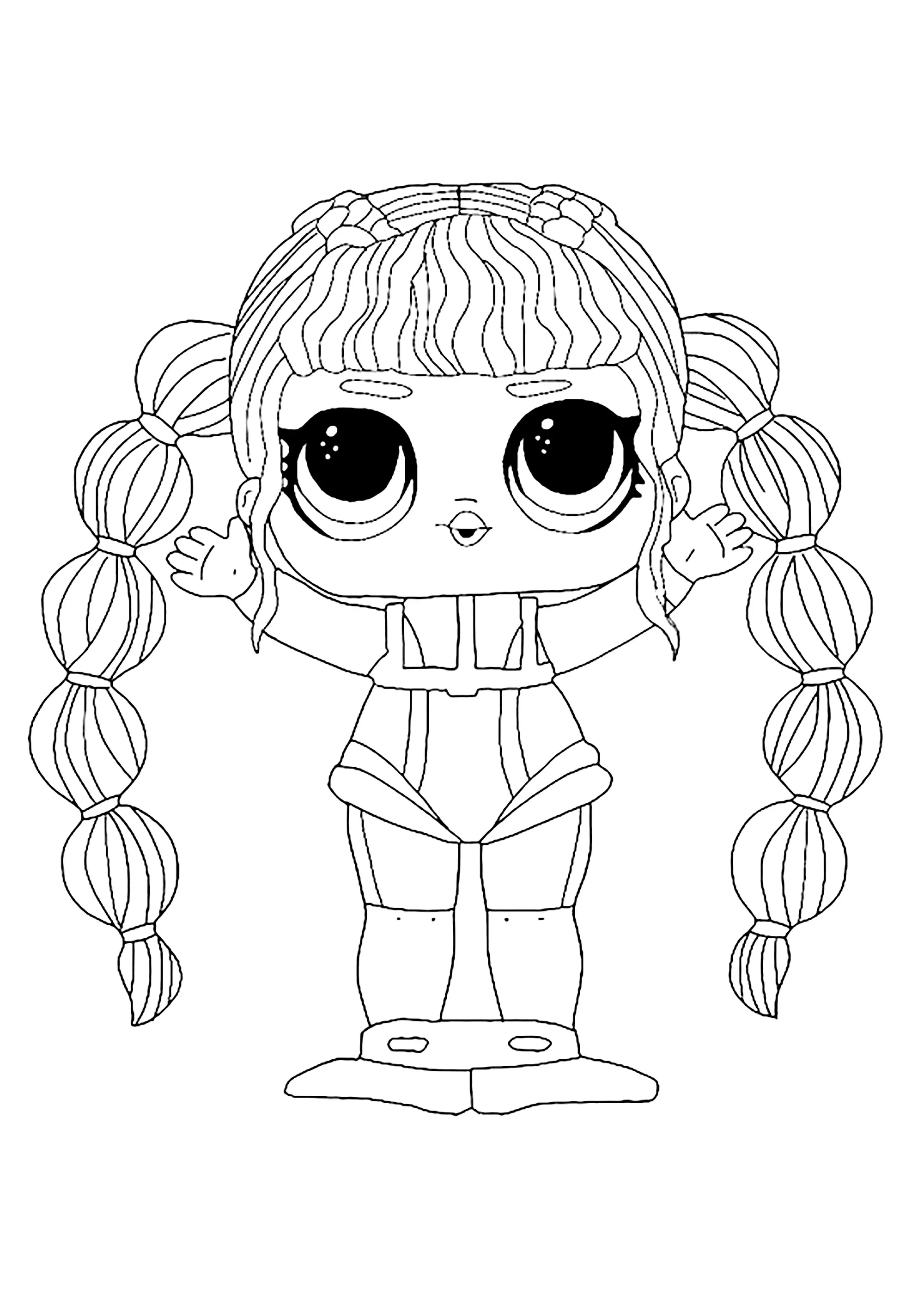 Bella Bambola Sorpresa LOL con lunghi capelli (Pagina Bambole LOL Surprise da Colorare per bambini)