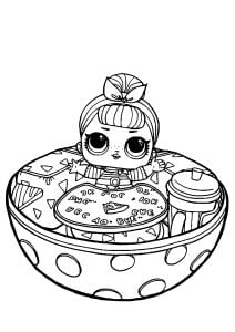 Pagina Bambole LOL Surprise da Colorare per bambini : LOL doll in una tazza