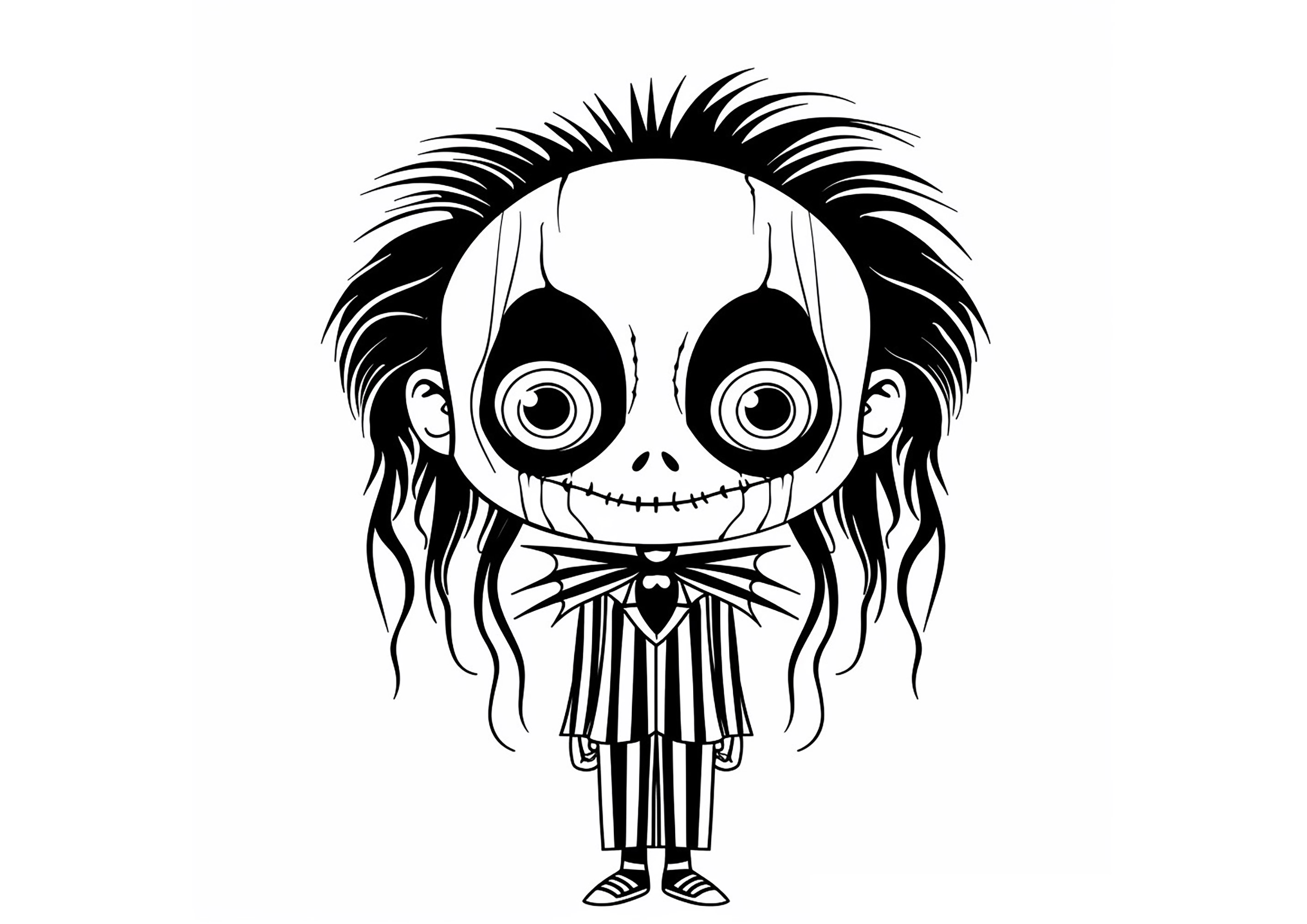 Versione kawaii di Beetlejuice (Pagina da Colorare per bambini)