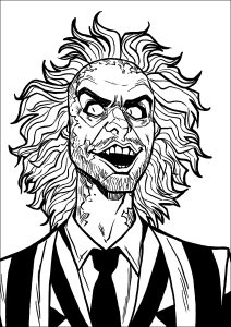 Il volto spaventoso di Beetlejuice (Pagina da Colorare)