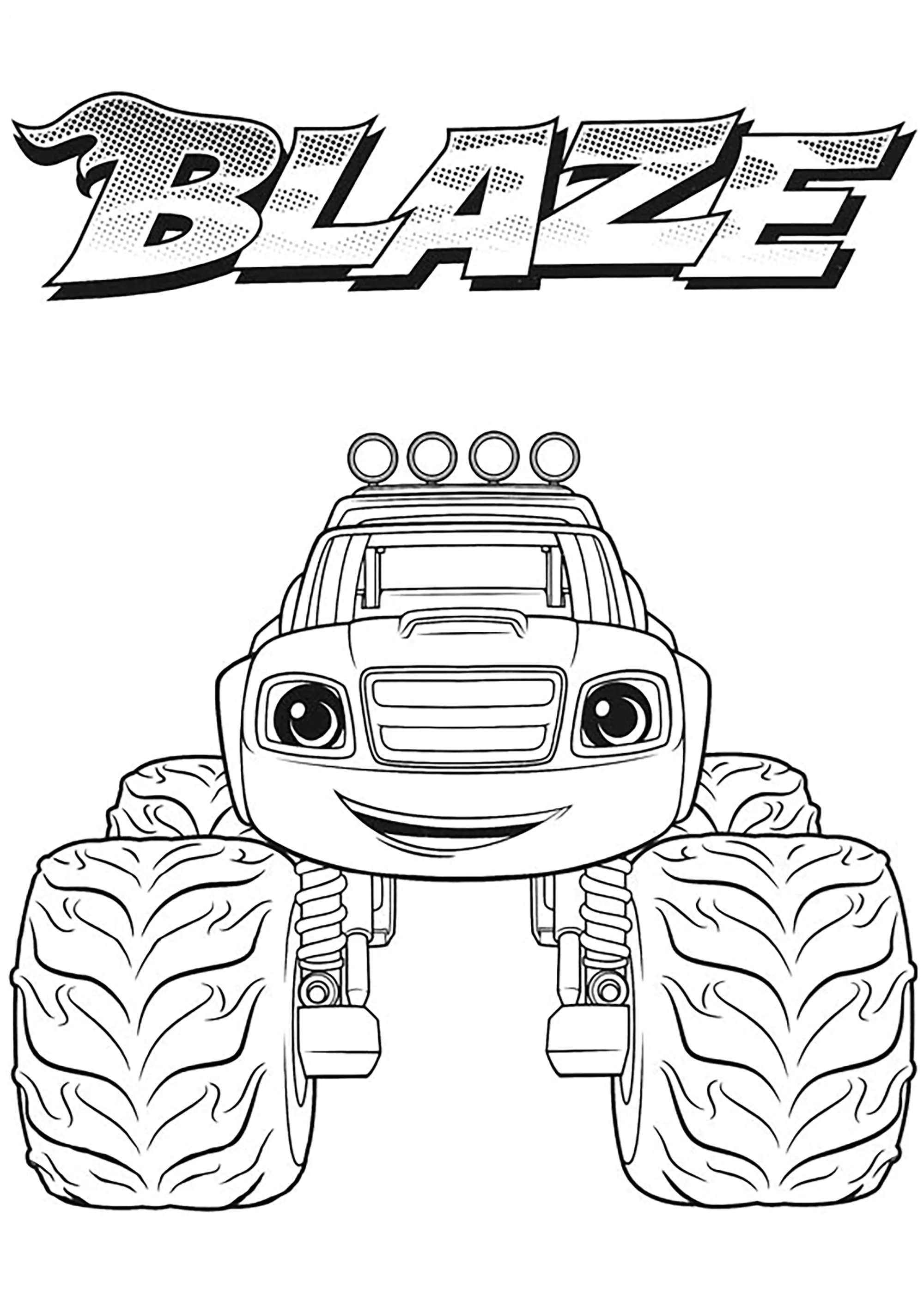 Vista frontale di Blaze (Pagina Blaze e le macchine mostruose da Colorare per bambini)