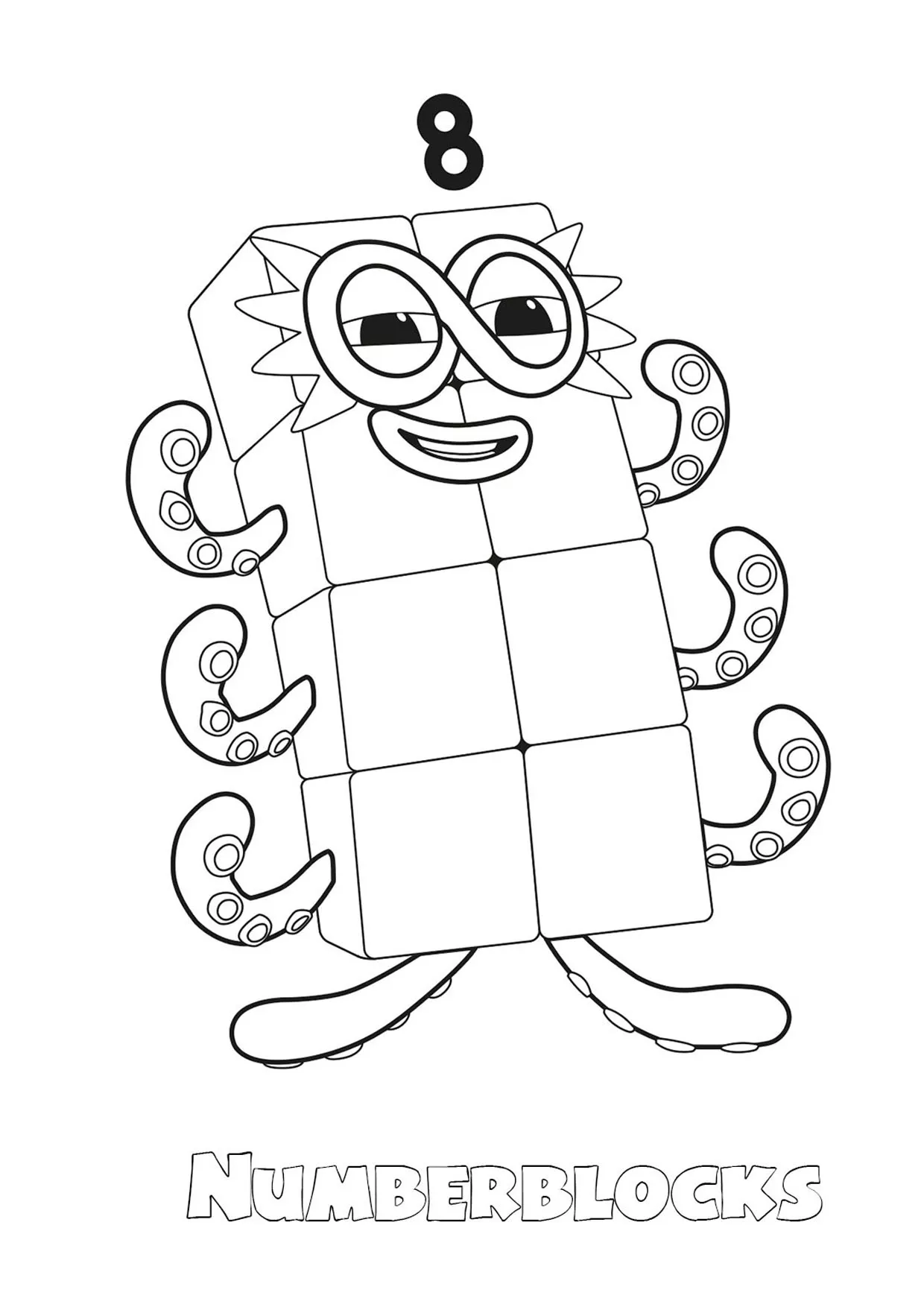 Le Grand Otto (Pagina Blocchi di numeri da Colorare per bambini)