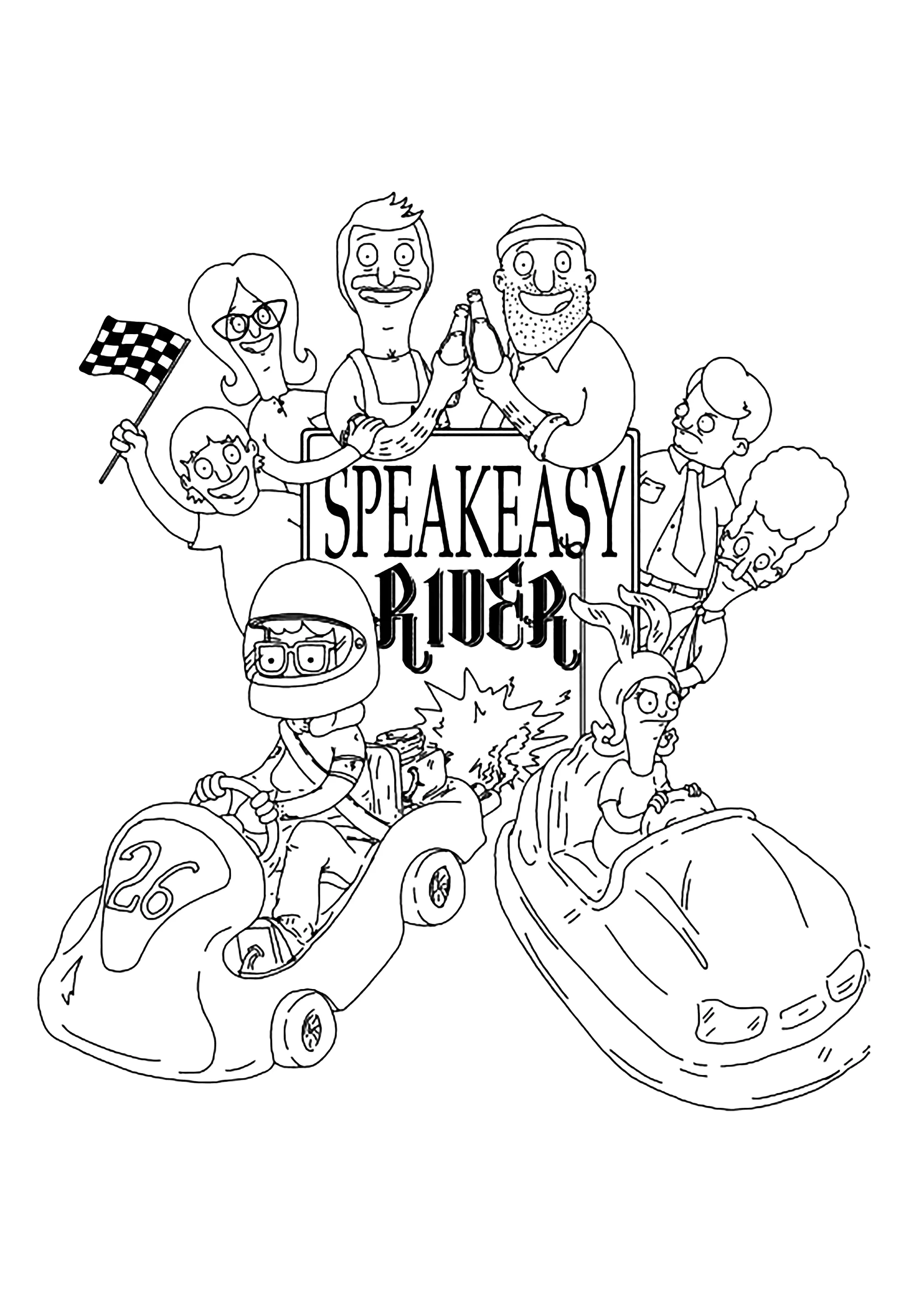 Speakeasy Rider (Pagina Bobs Burgers da Colorare per bambini)