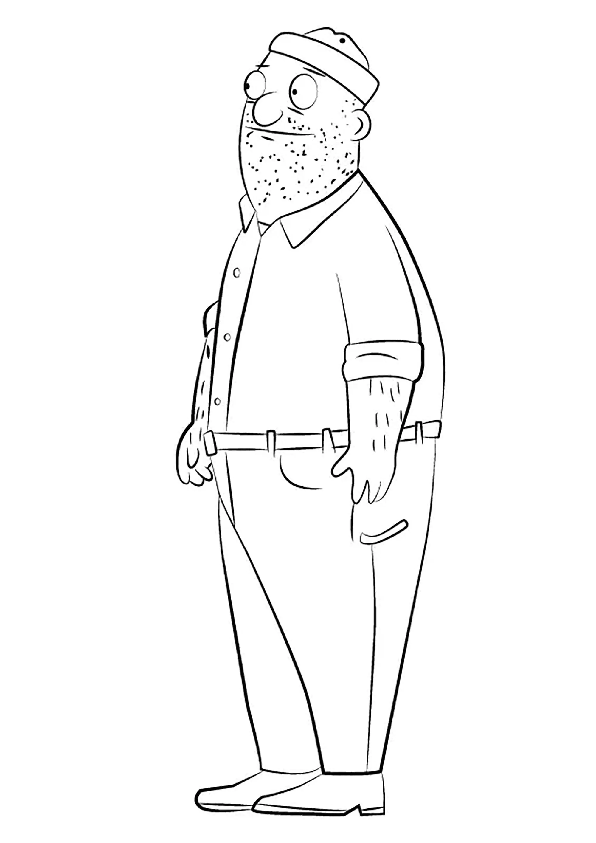 Chi è questo personaggio (Pagina Bobs Burgers da Colorare per bambini)