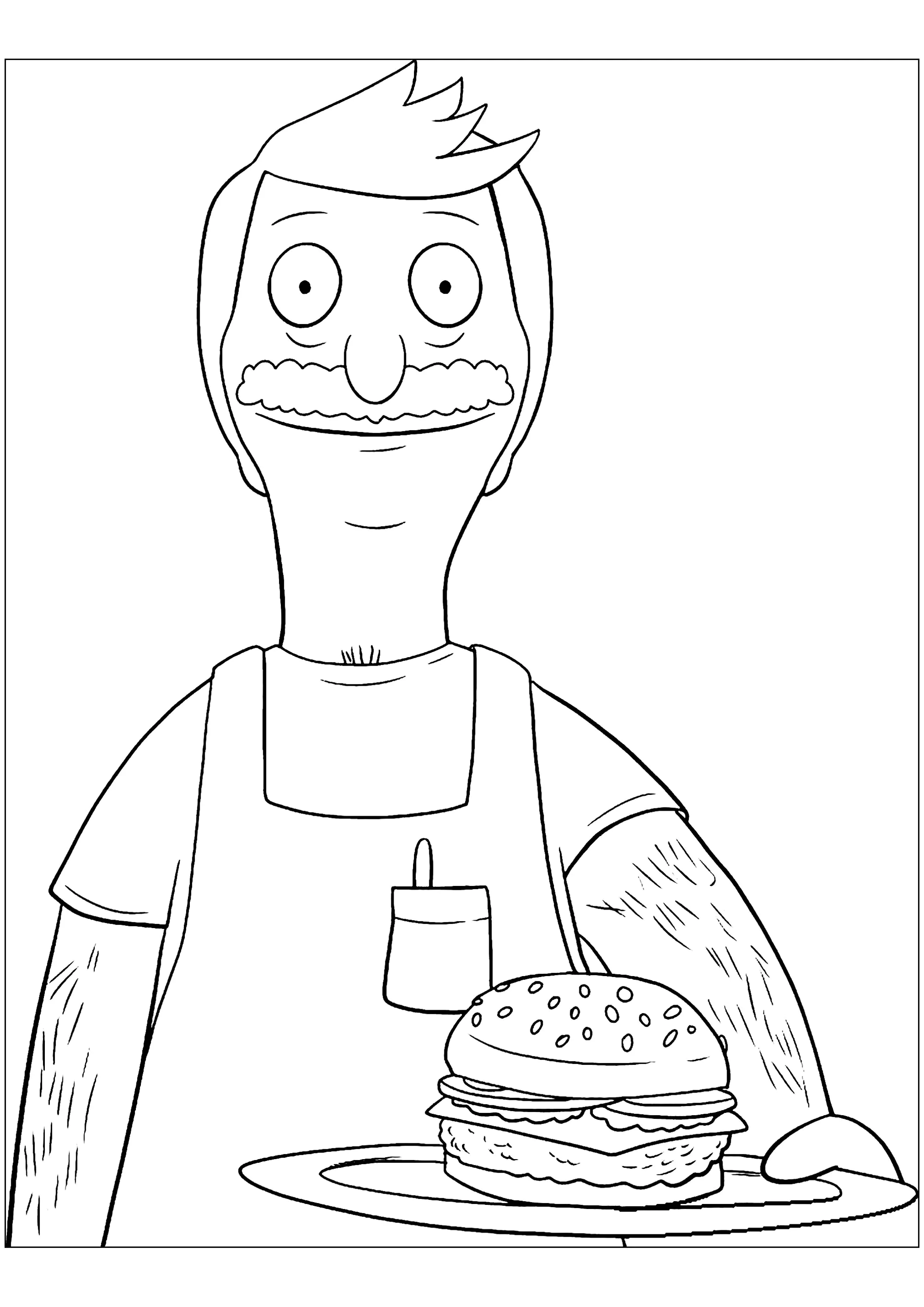 Un buon hamburger (Pagina Bobs Burgers da Colorare per bambini)