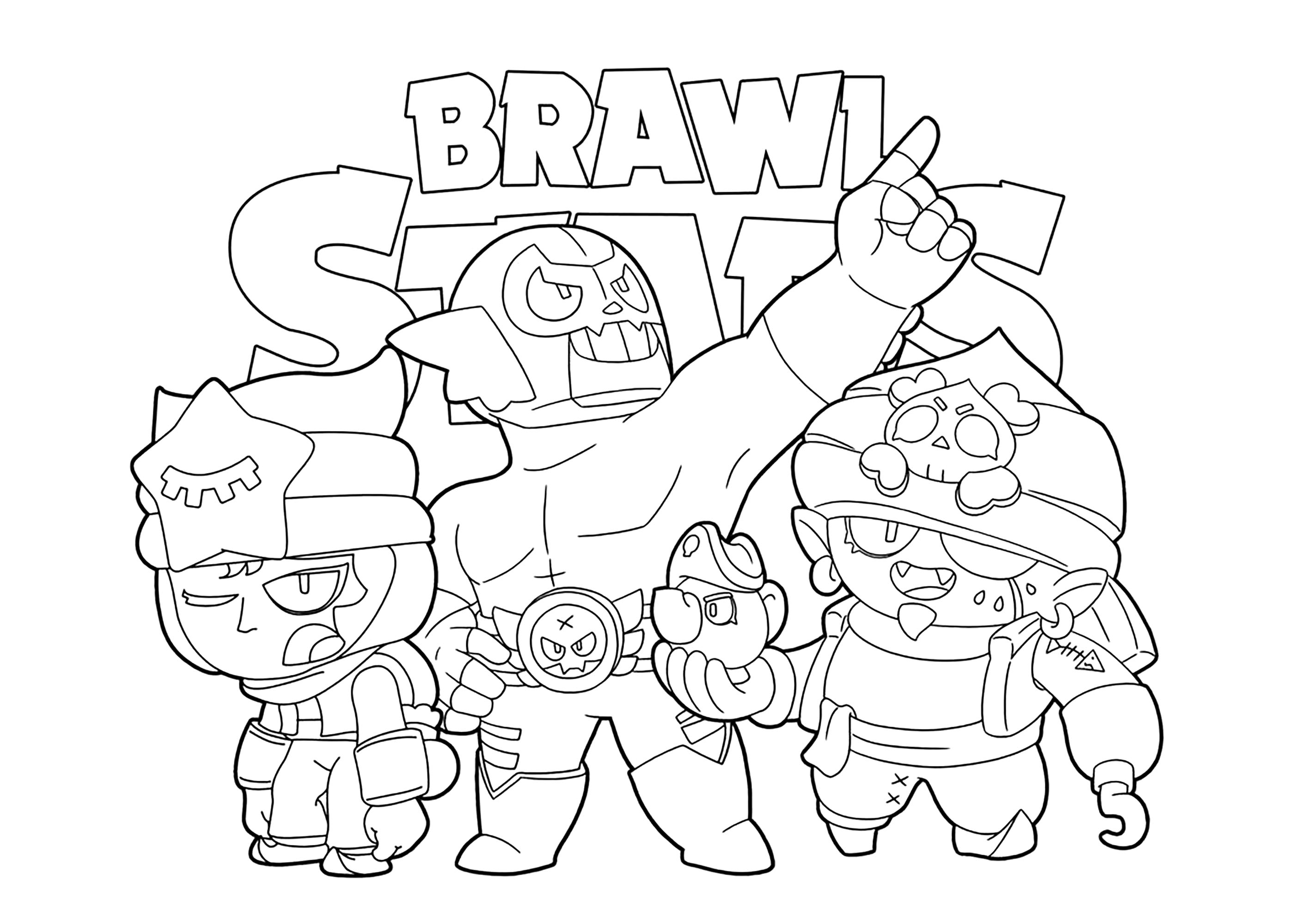 Pagina da Colorare : Diversi personaggi tratti da Brawl Stars. Pagina da Colorare per bambini : Diversi personaggi tratti da Brawl Stars.