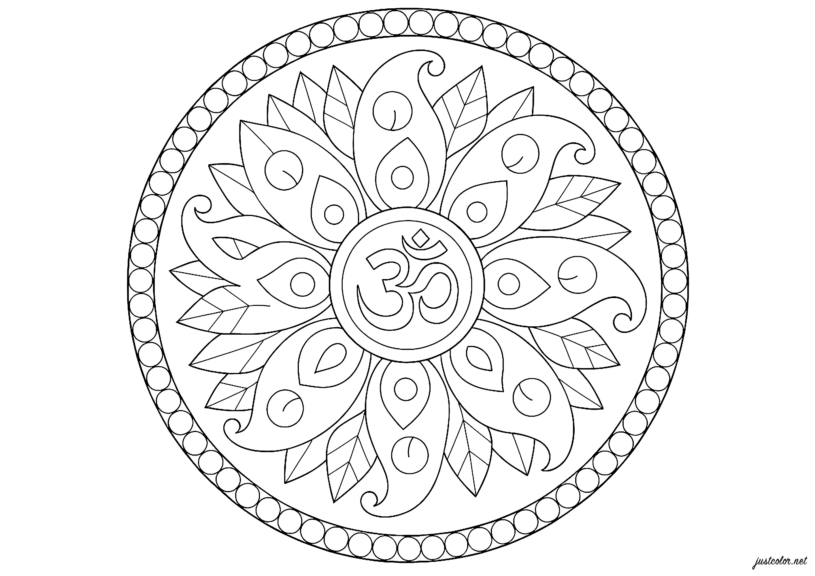 Fiore mistico con motivi ammalianti (Pagina Buddhismo da Colorare per bambini)