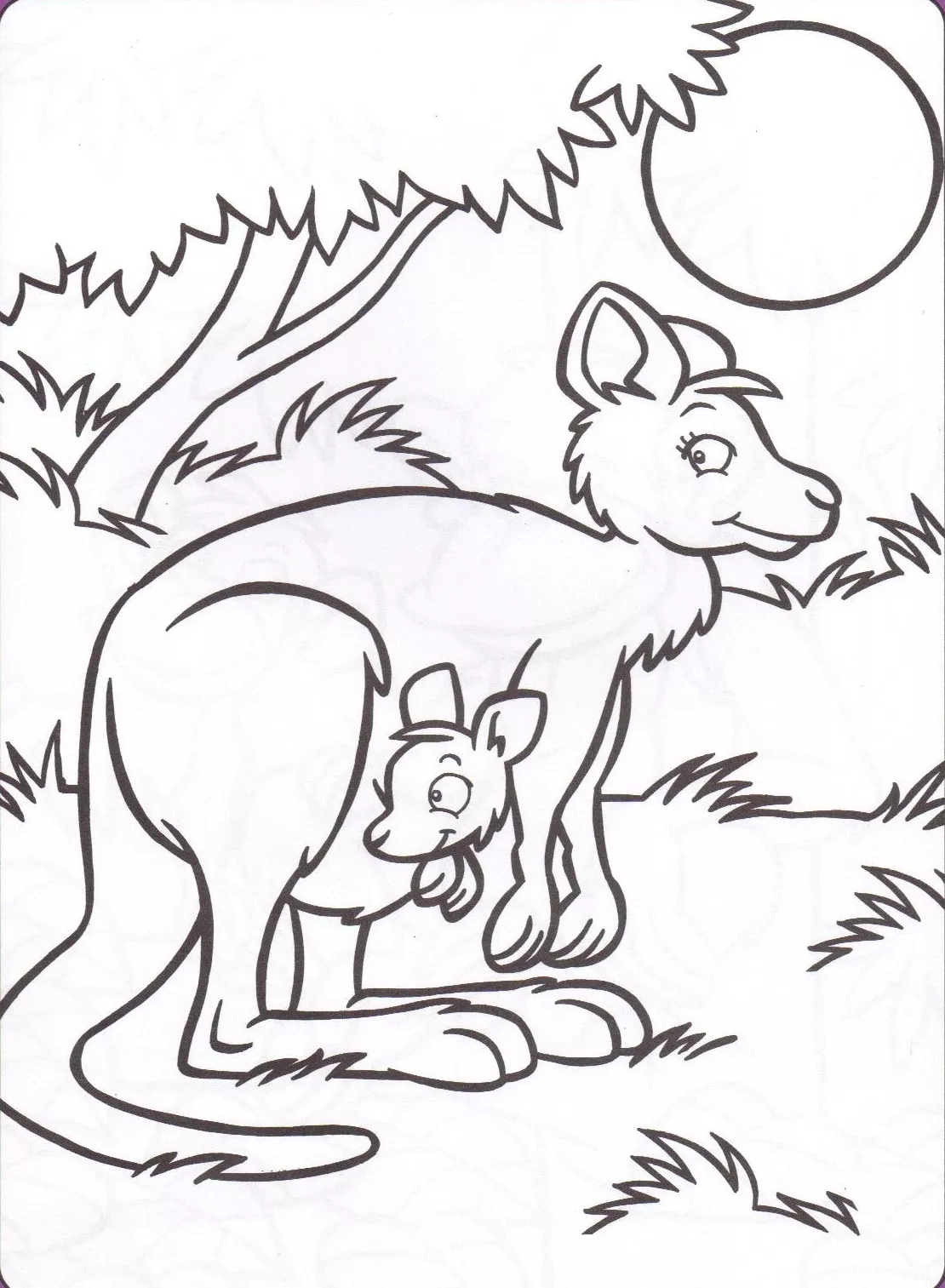 Disegno di canguro da stampare per bambini (Pagina Canguri da Colorare per bambini)