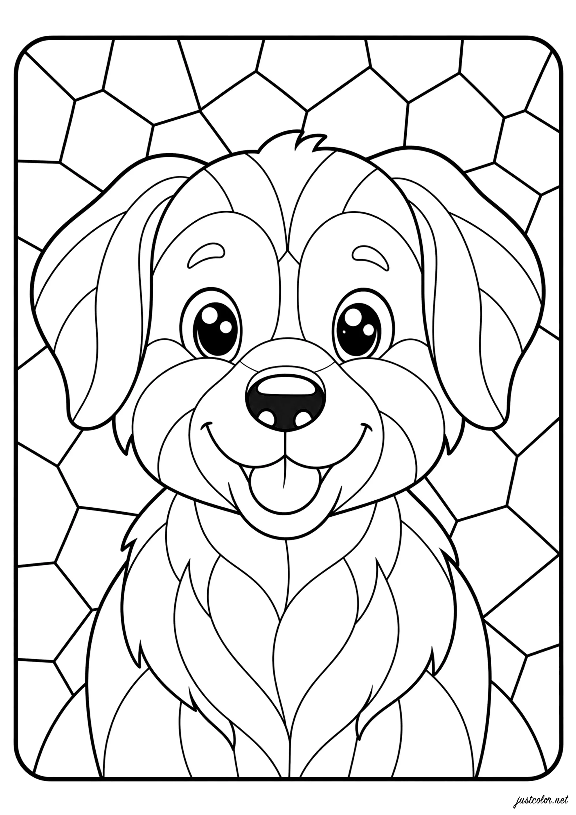 Cane sorridente dallo sguardo gioioso (Pagina Cani da Colorare per bambini)
