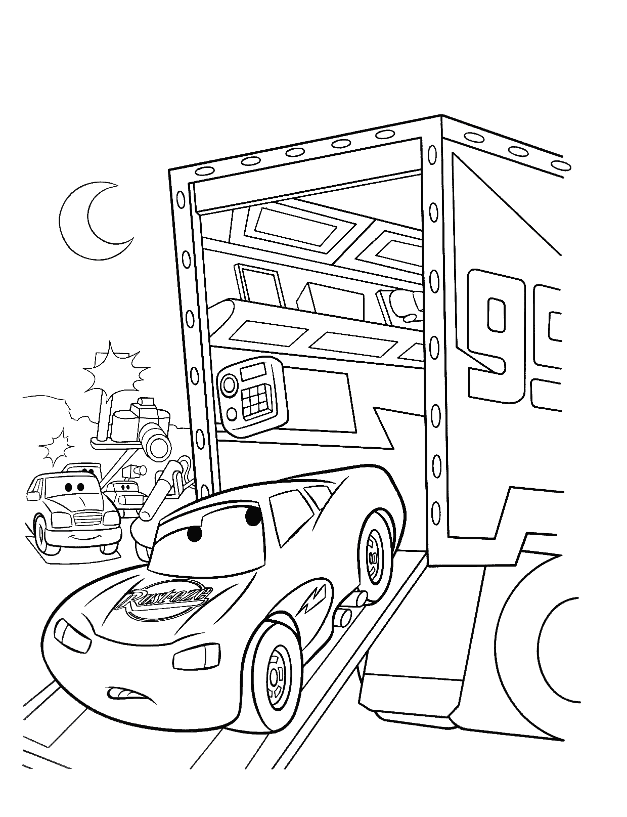 Scarica il libro da colorare di Saetta McQueen. (Cars)