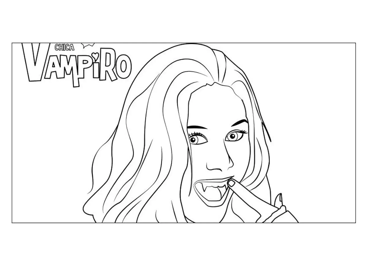 Pagina da colorare per bambini con Chica Vampiro gratis da scaricare