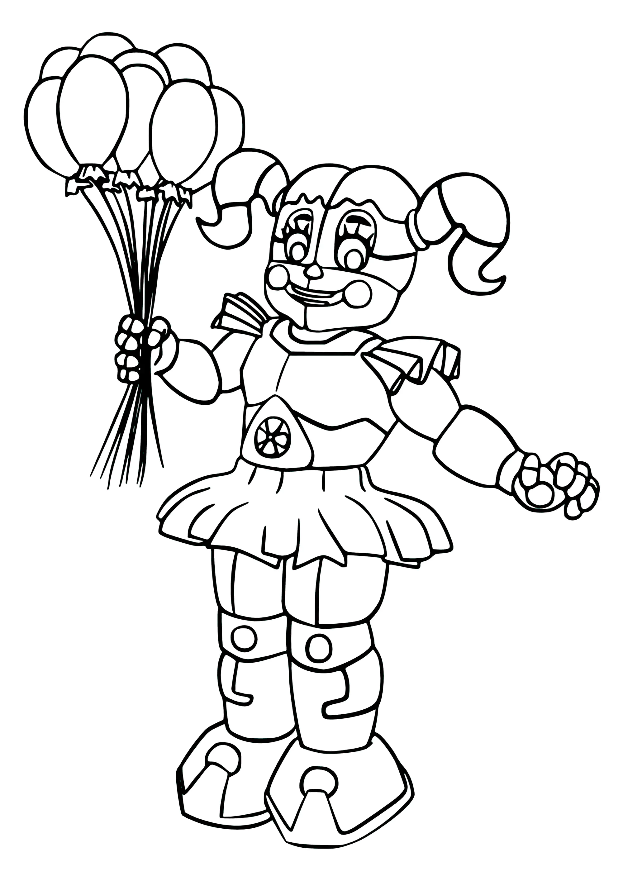 Circus Baby di FNAF con palloncini (Pagina Cinque Notti da Freddy da Colorare per bambini)