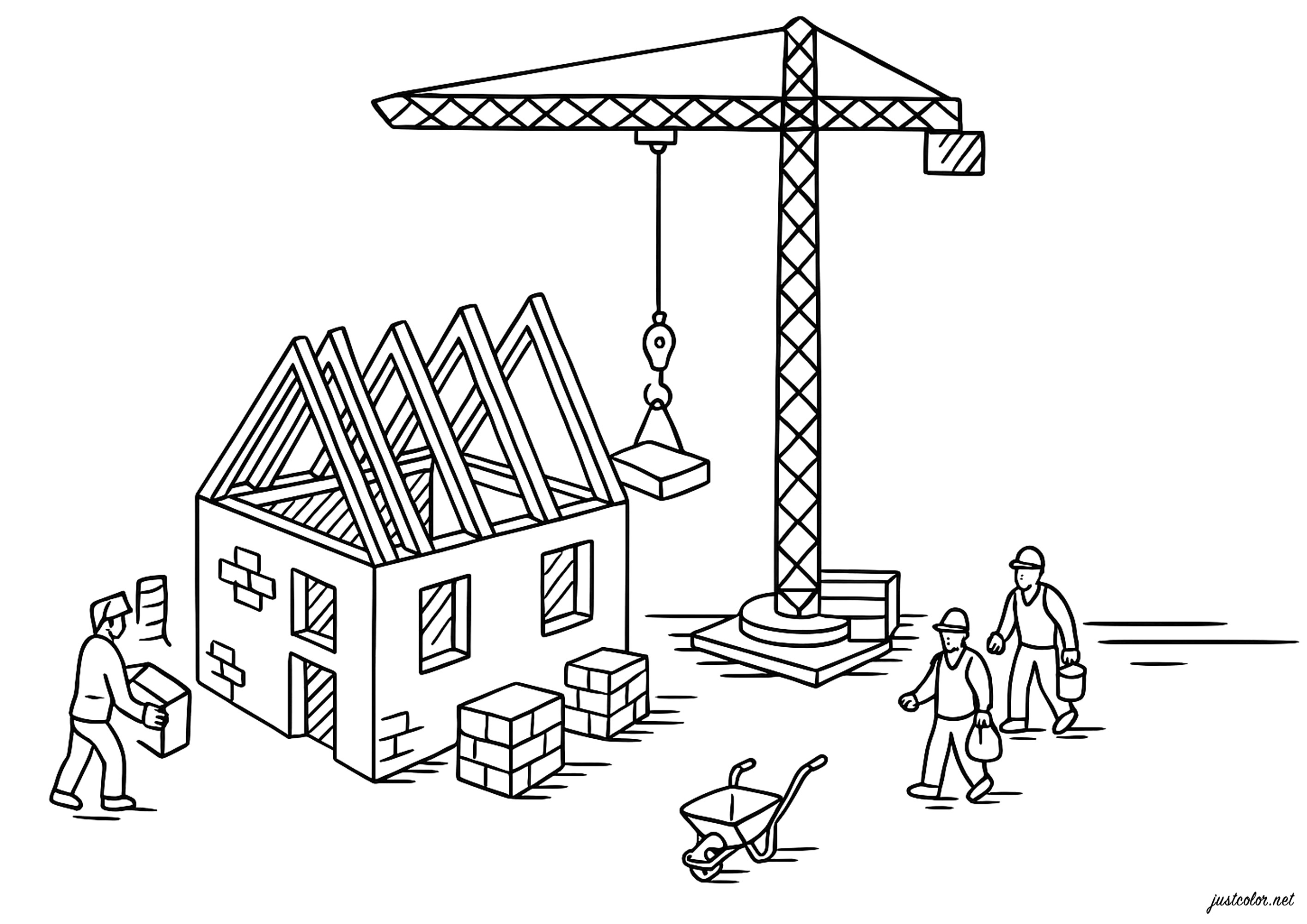 Disegni da colorare gratuiti per bambini di construction-et-travaux-de-chantiers (Lavori di costruzione e di cantiere)