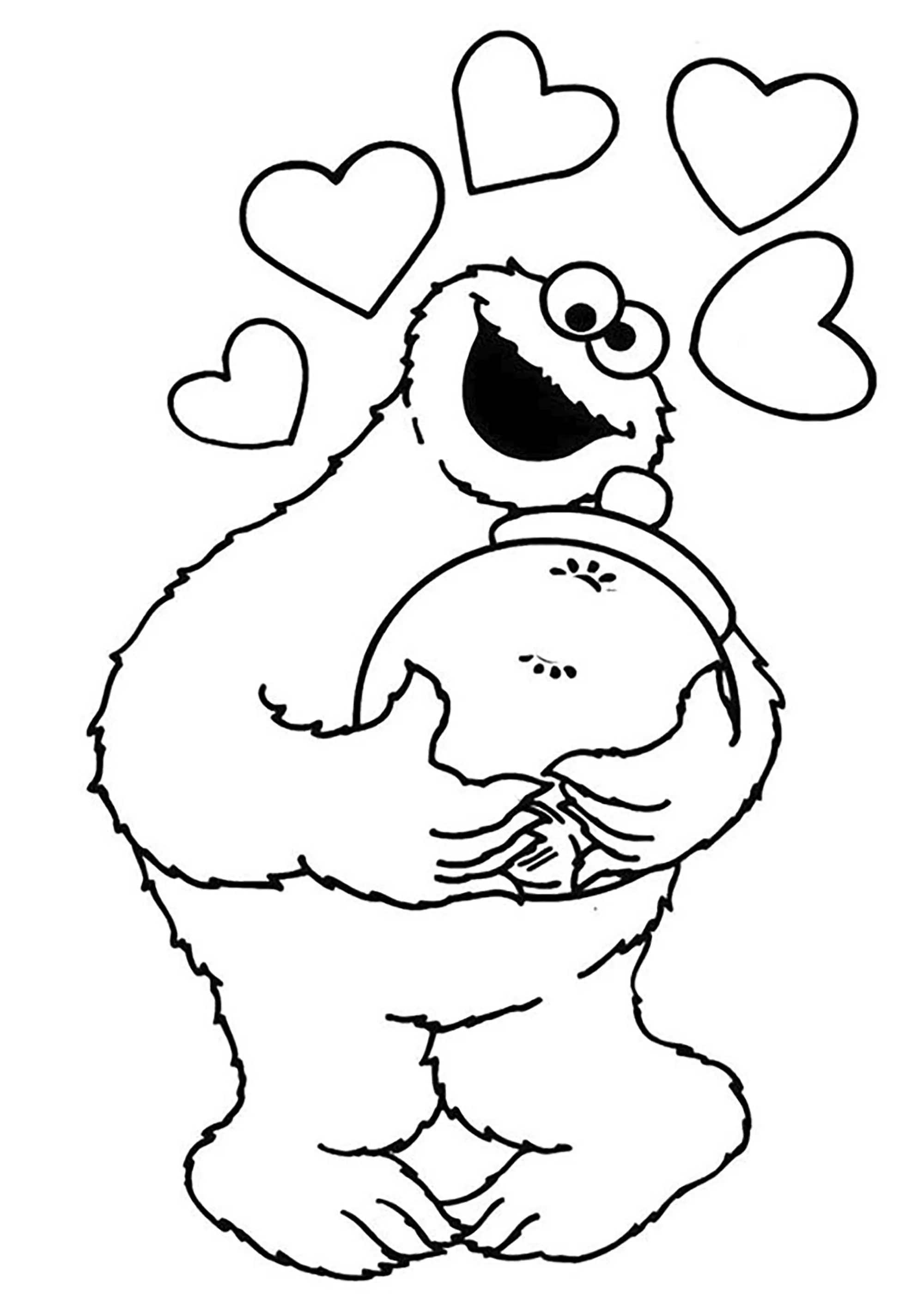Cookie Monster adora i biscotti! (Pagina da Colorare per bambini)