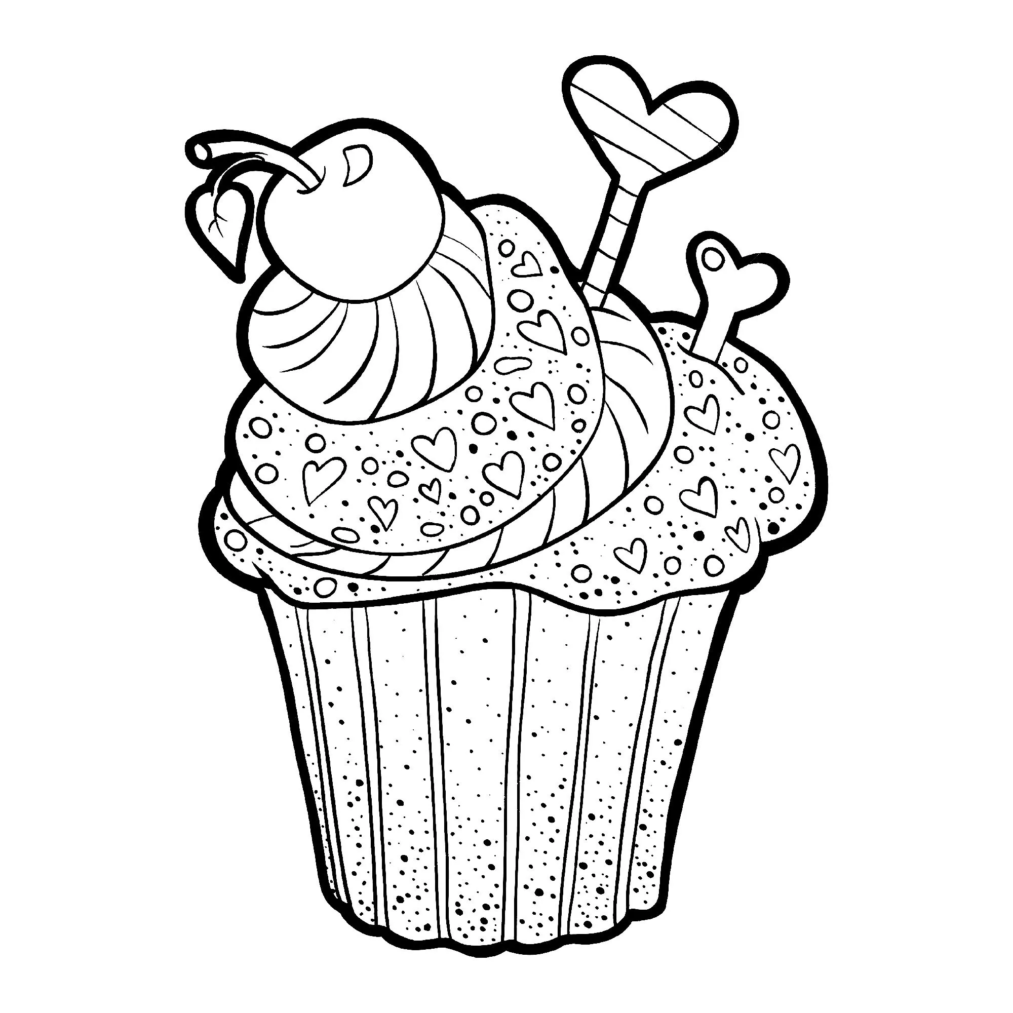 Grazioso cupcake alla ciliegia (Pagina Cupcakes e Dolci da Colorare per bambini)