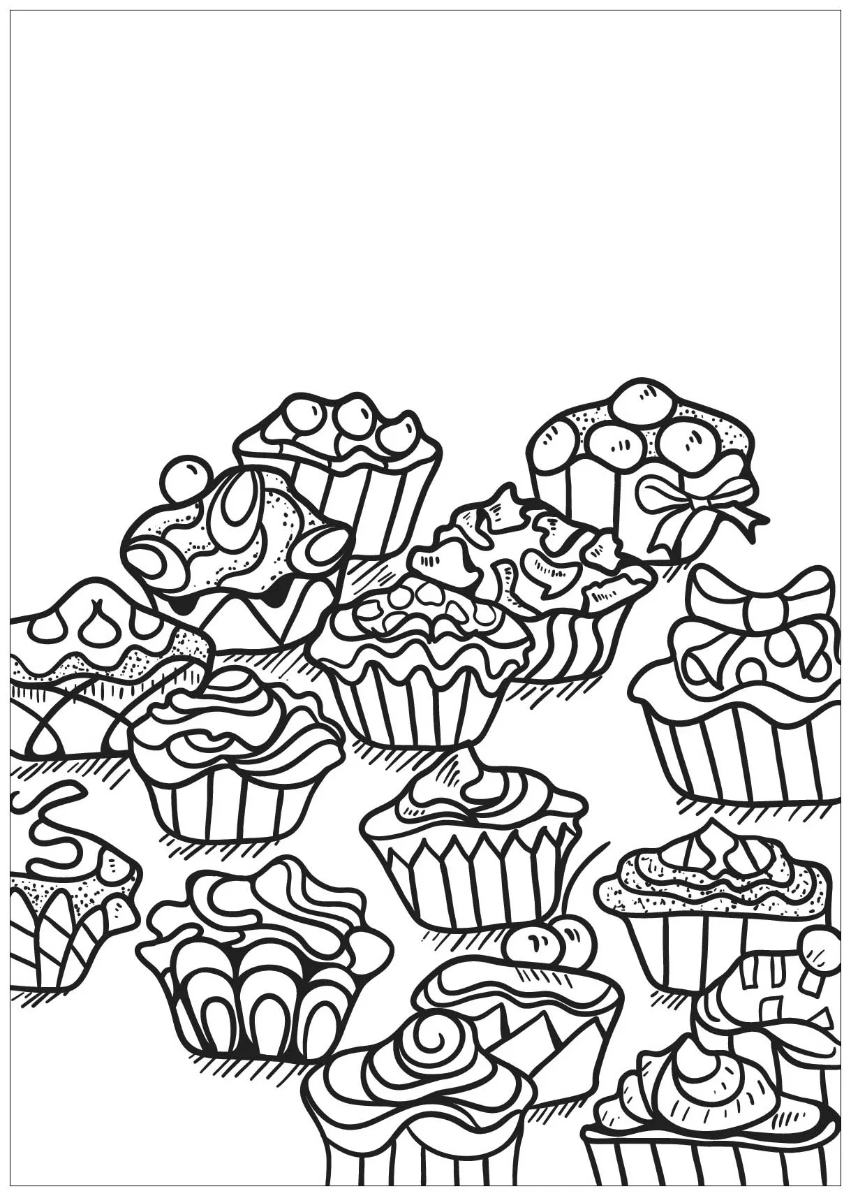 Cupcake-3 (Pagina Cupcakes e Dolci da Colorare per bambini)